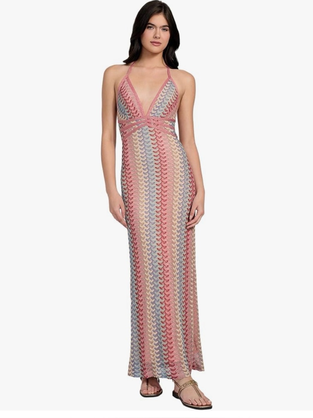 GUESS Women's Fearne Sleeveless Crochet Halter Dress